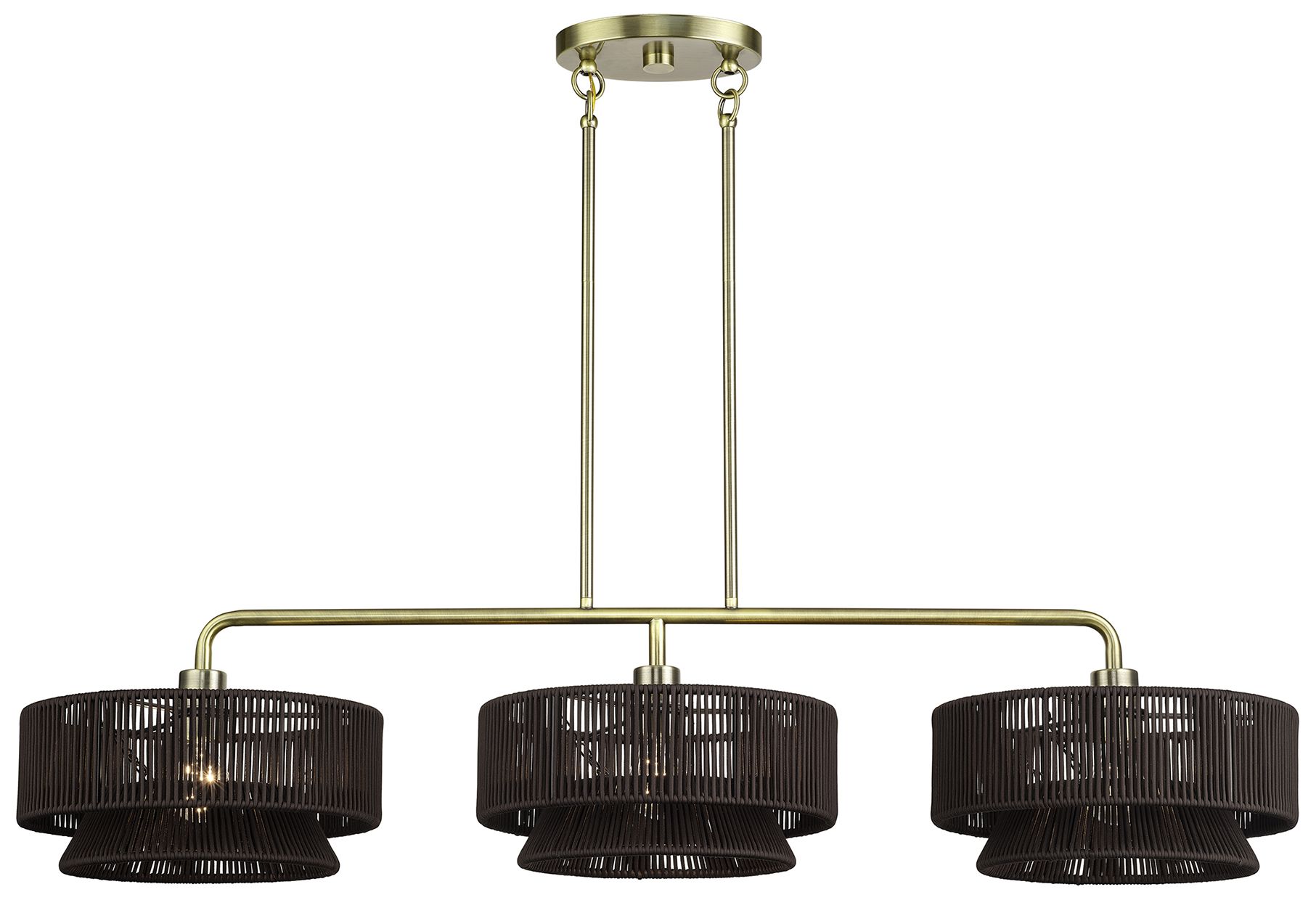 Image 4 Florell 3 Light Antique Brass Extra Large Linear Chandelier more views