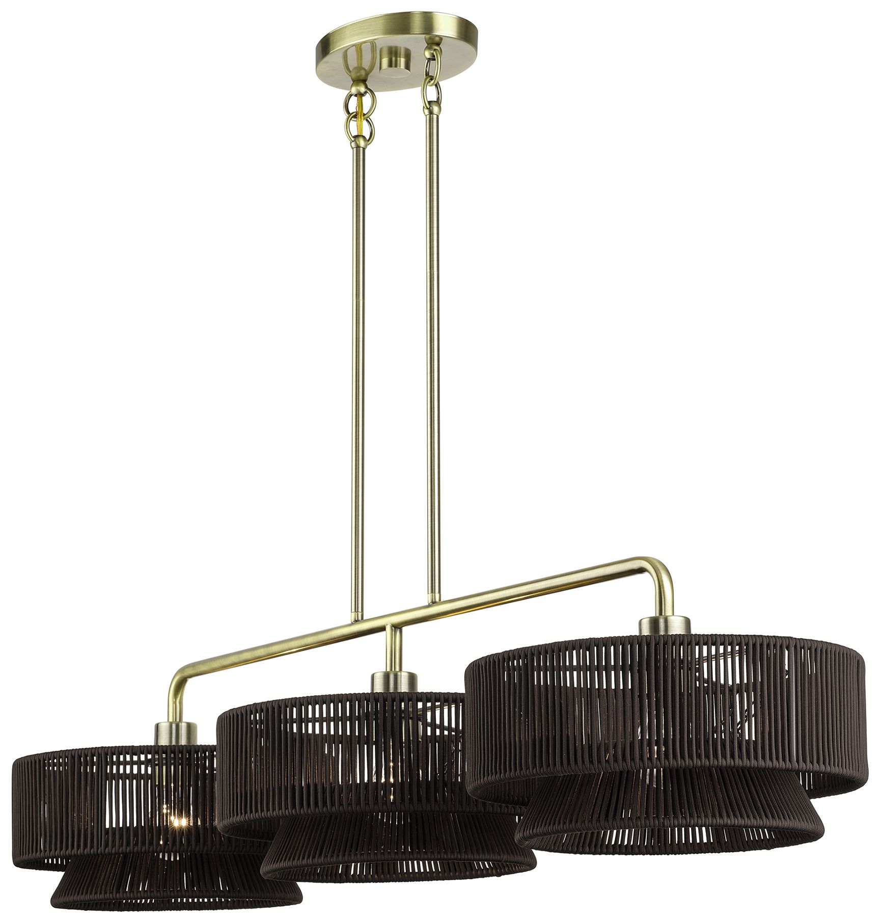 Image 5 Florell 3 Light Antique Brass Extra Large Linear Chandelier more views