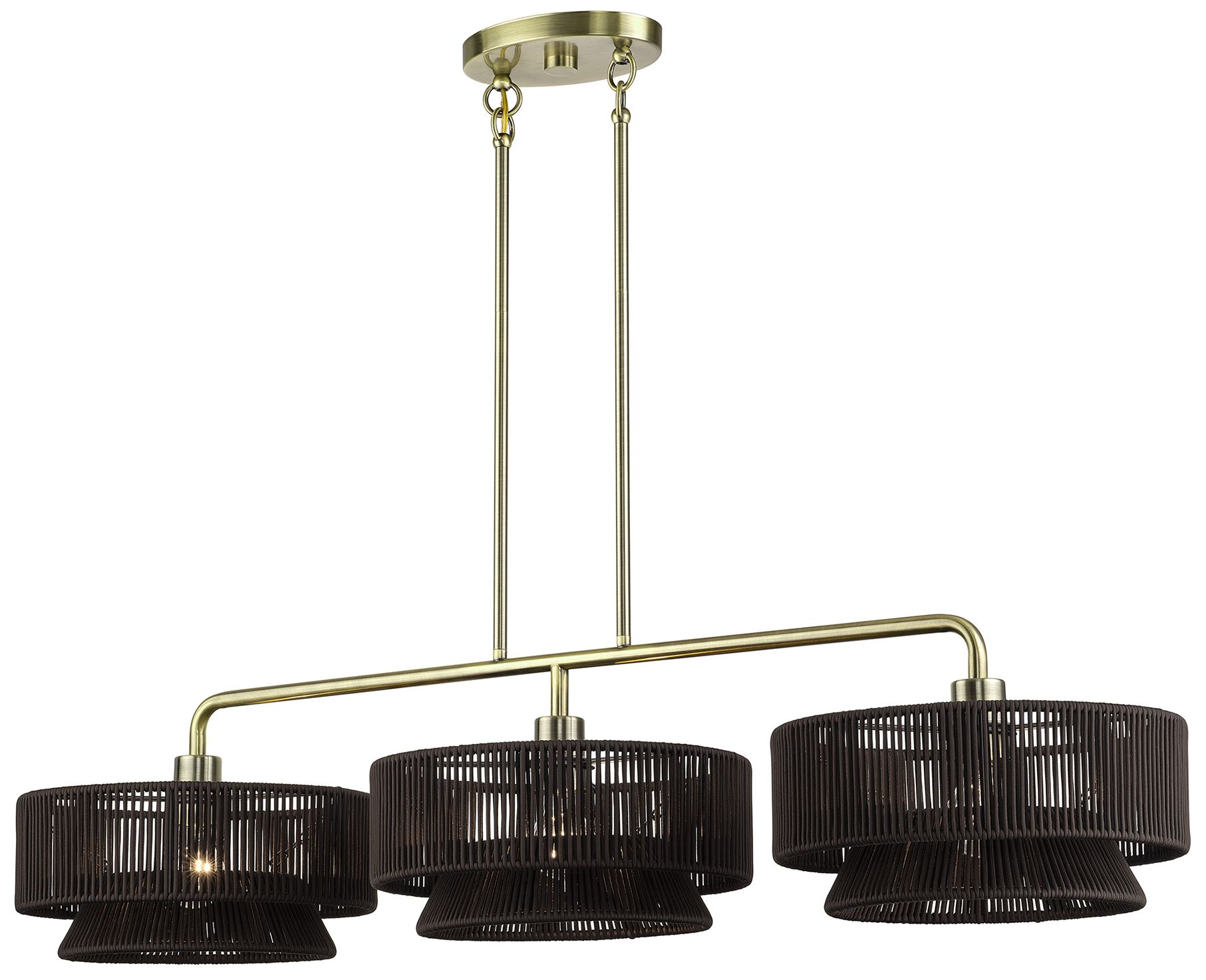 Image 6 Florell 3 Light Antique Brass Extra Large Linear Chandelier more views