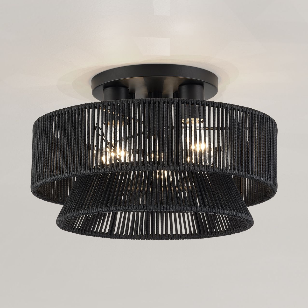 Florell 3 Light Black Large Semi-Flush