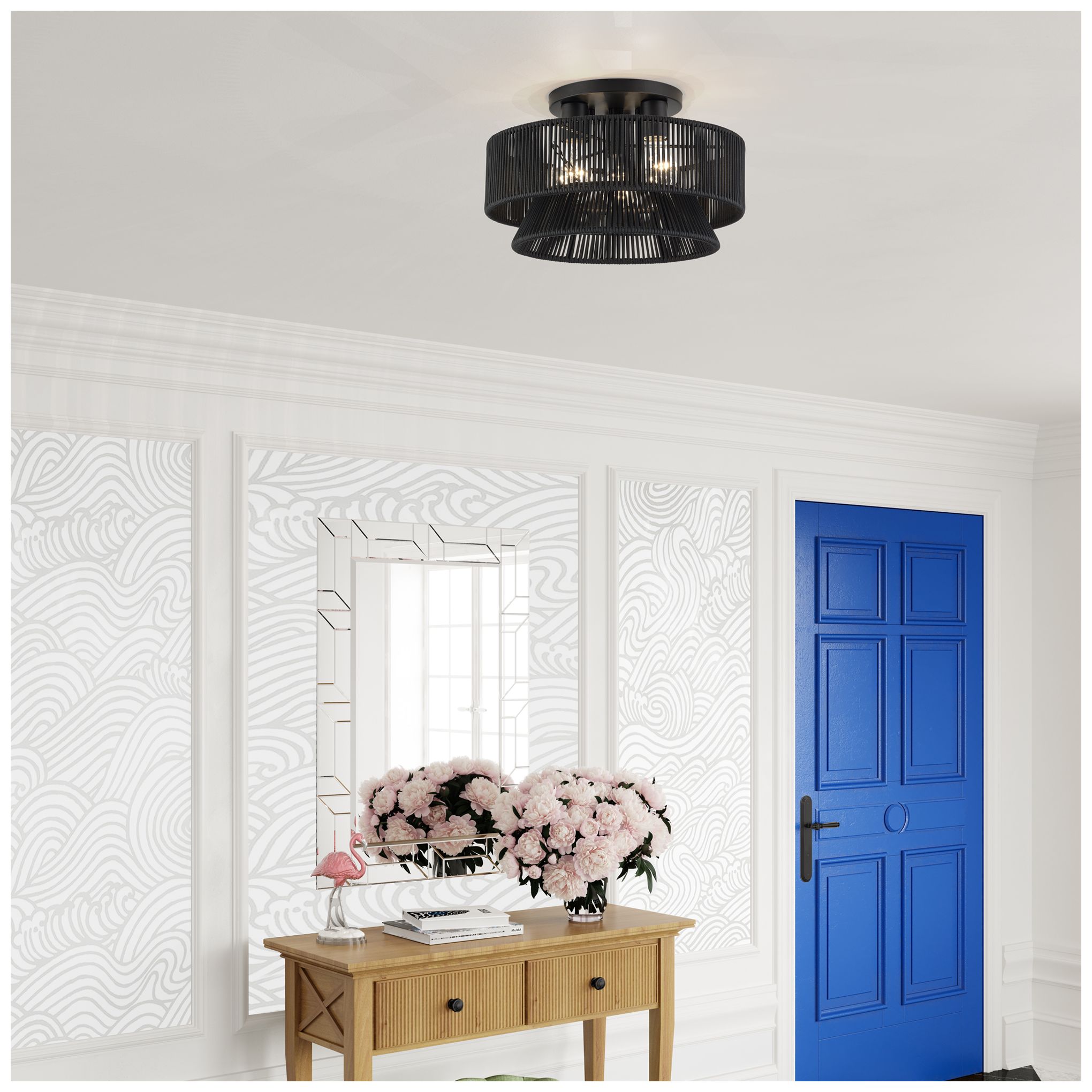 Florell 3 Light Black Large Semi-Flush
