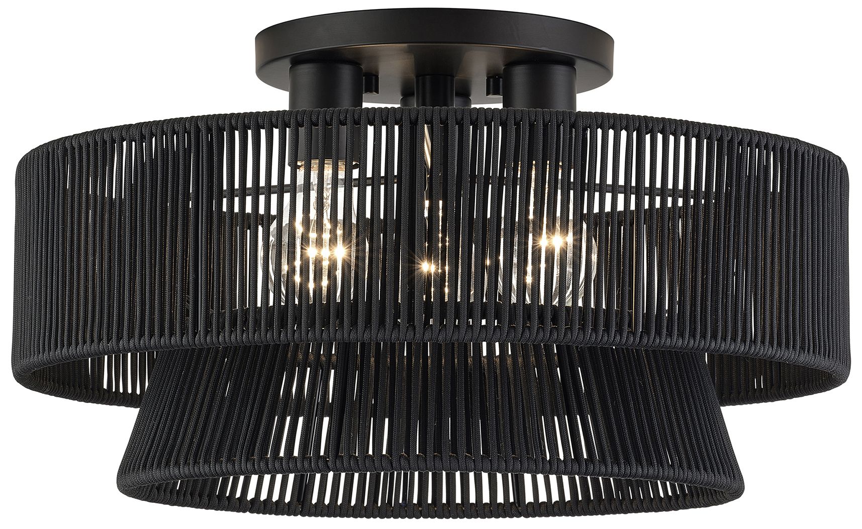Florell 3 Light Black Large Semi-Flush