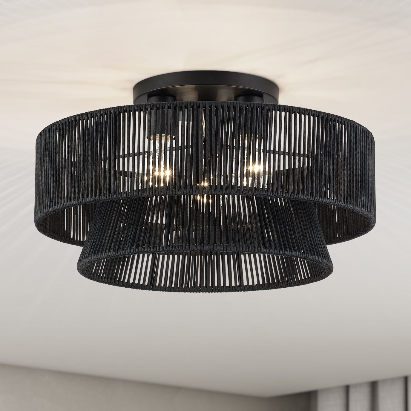 Florell 3 Light Black Large Semi-Flush