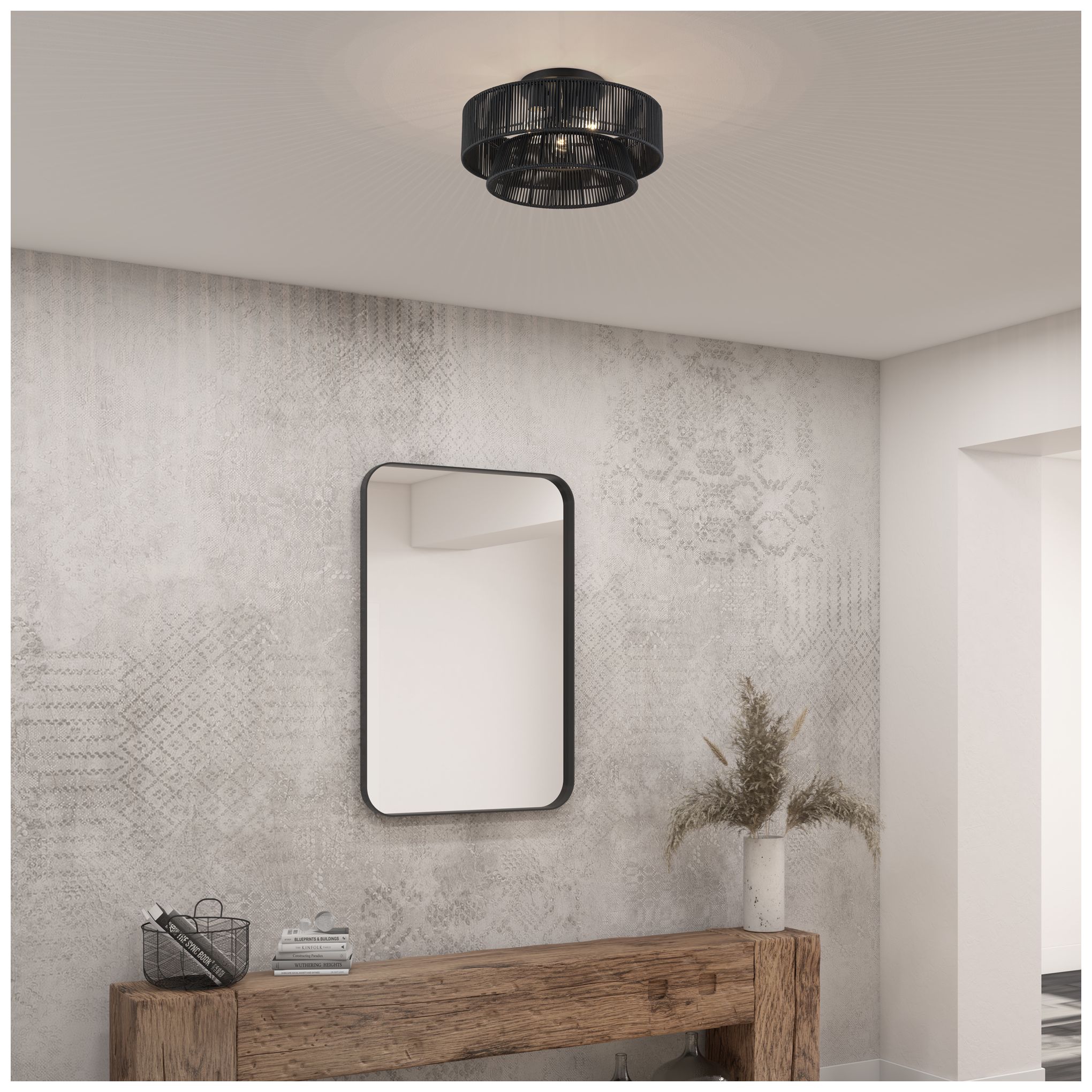 Florell 3 Light Black Large Semi-Flush