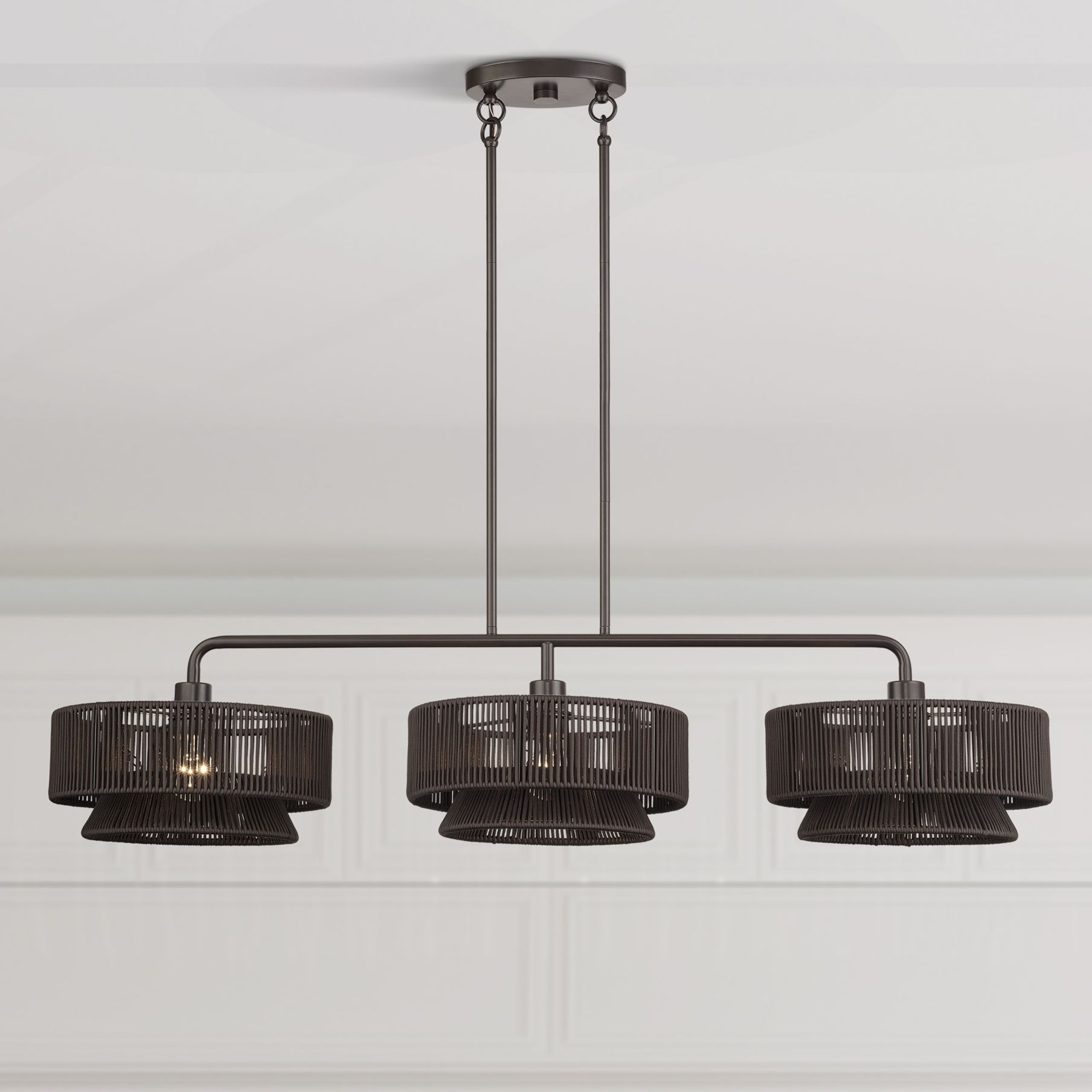 Florell 3 Light English Bronze Extra Large Linear Chandelier