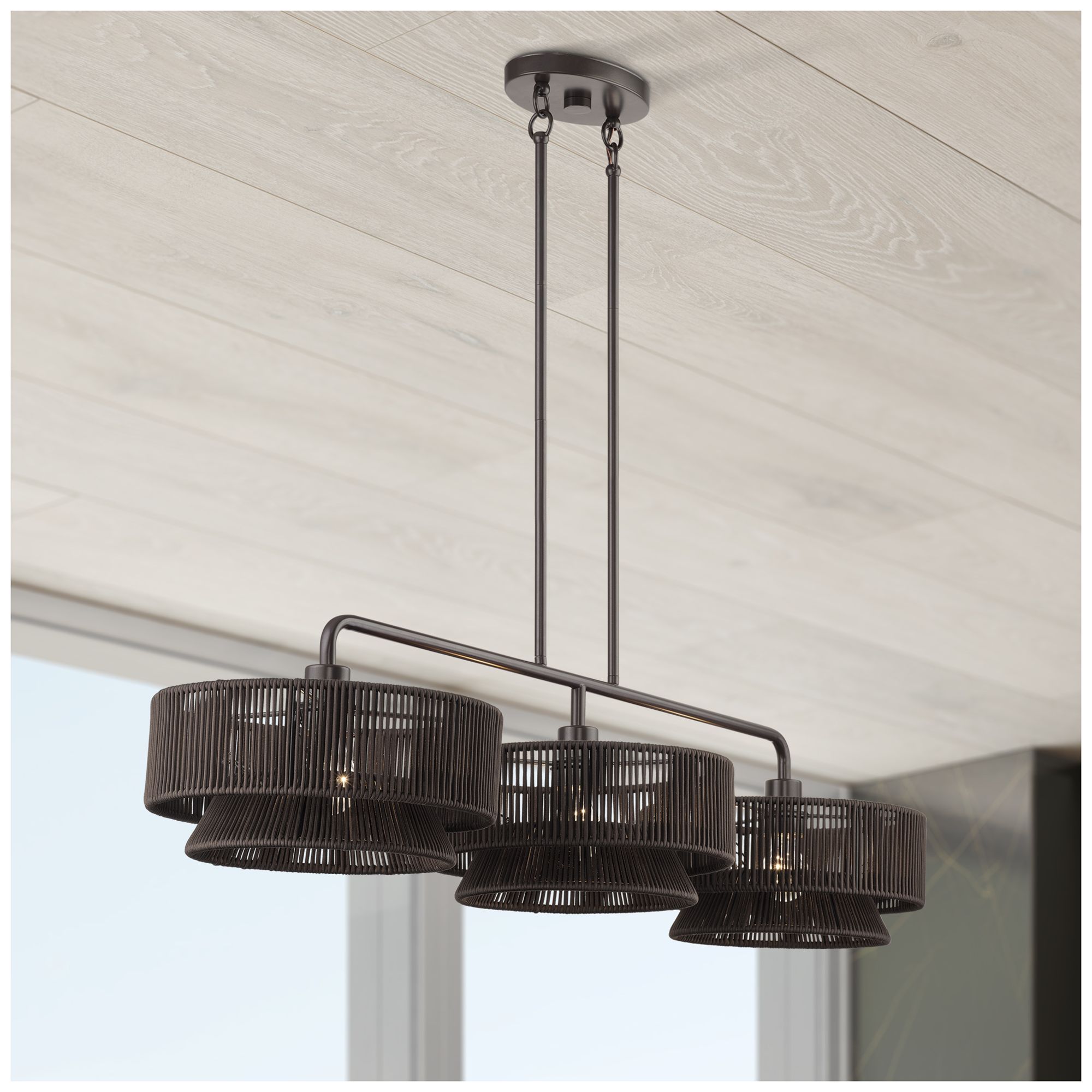 Florell 3 Light English Bronze Extra Large Linear Chandelier