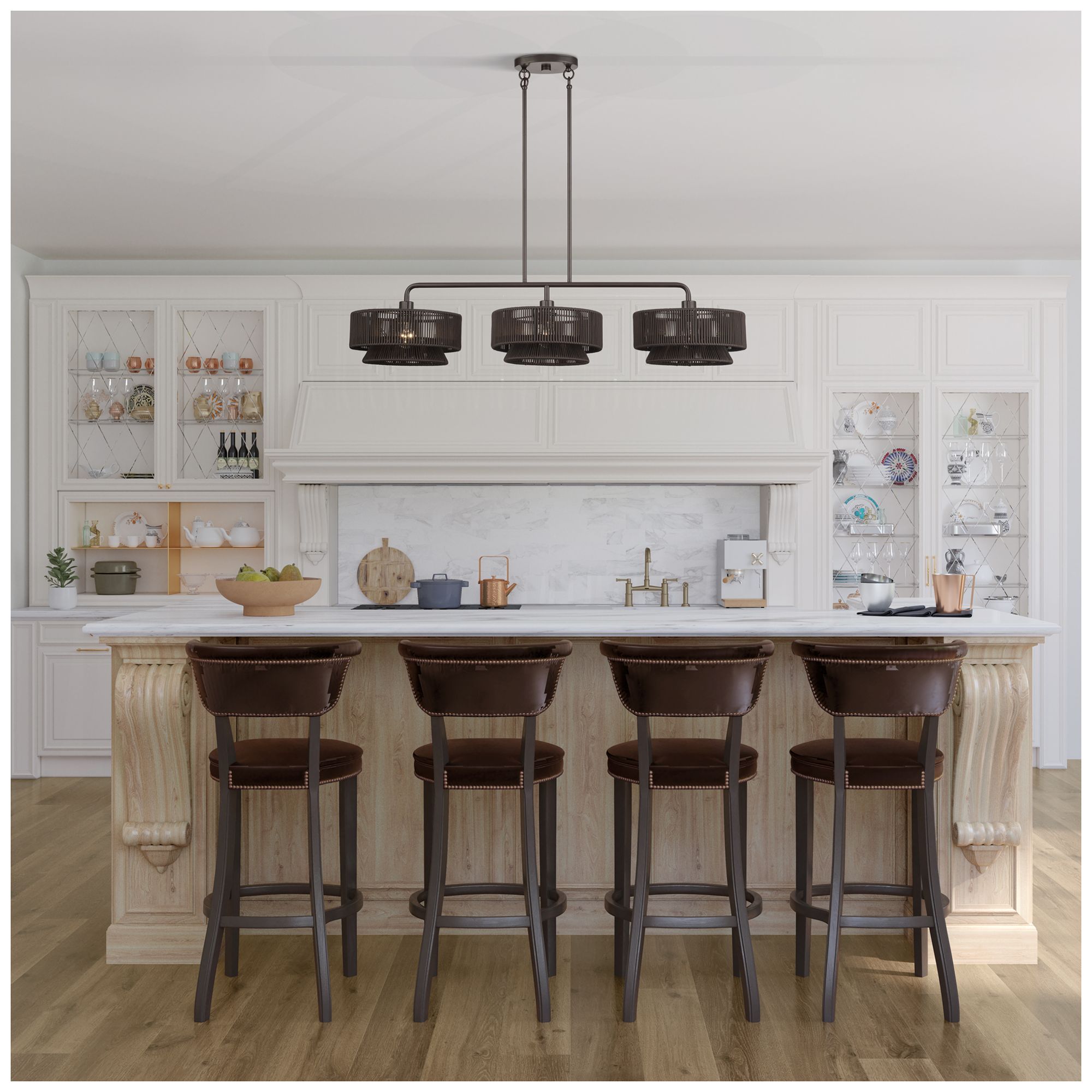 Florell 3 Light English Bronze Extra Large Linear Chandelier