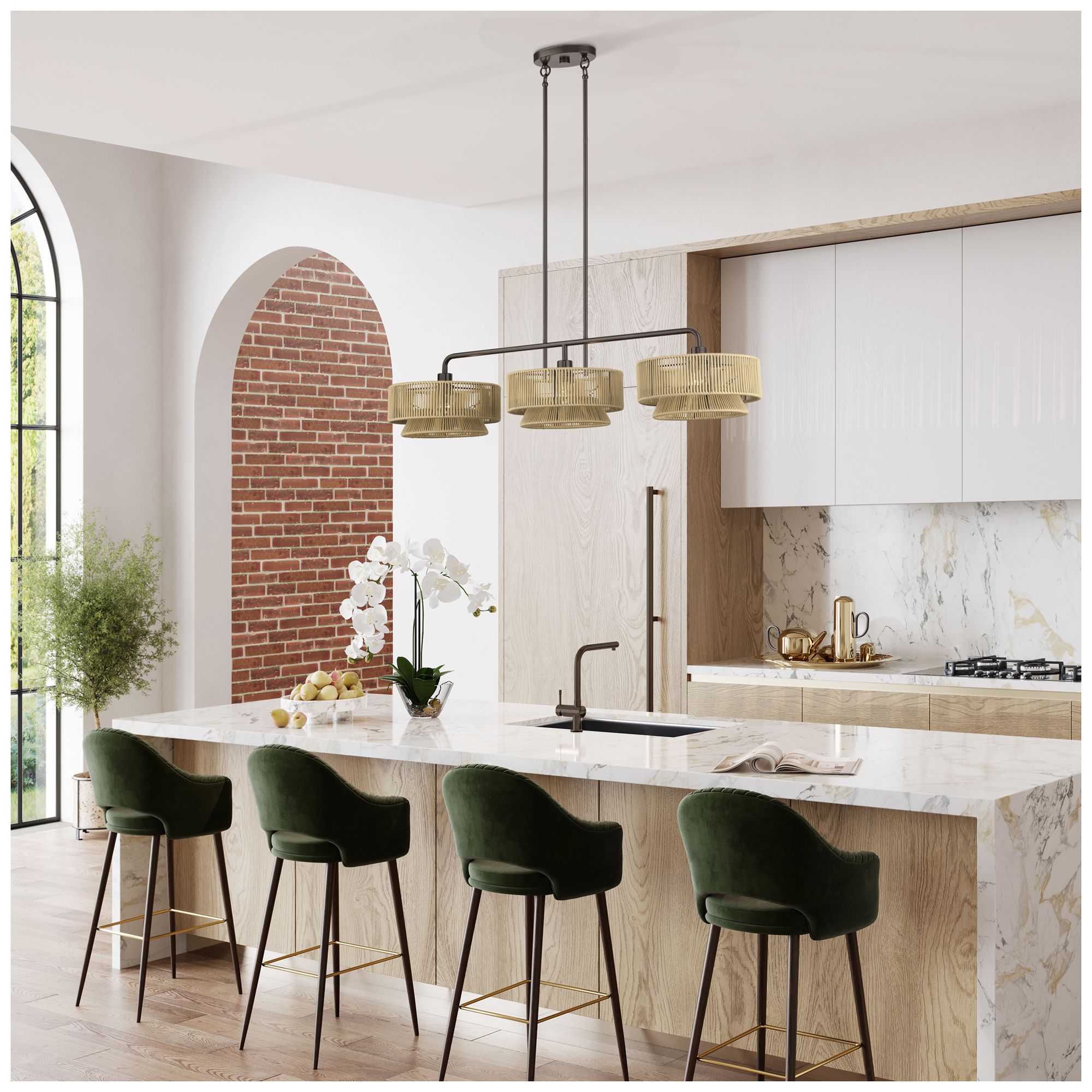 Florell 3 Light English Bronze Extra Large Linear Chandelier