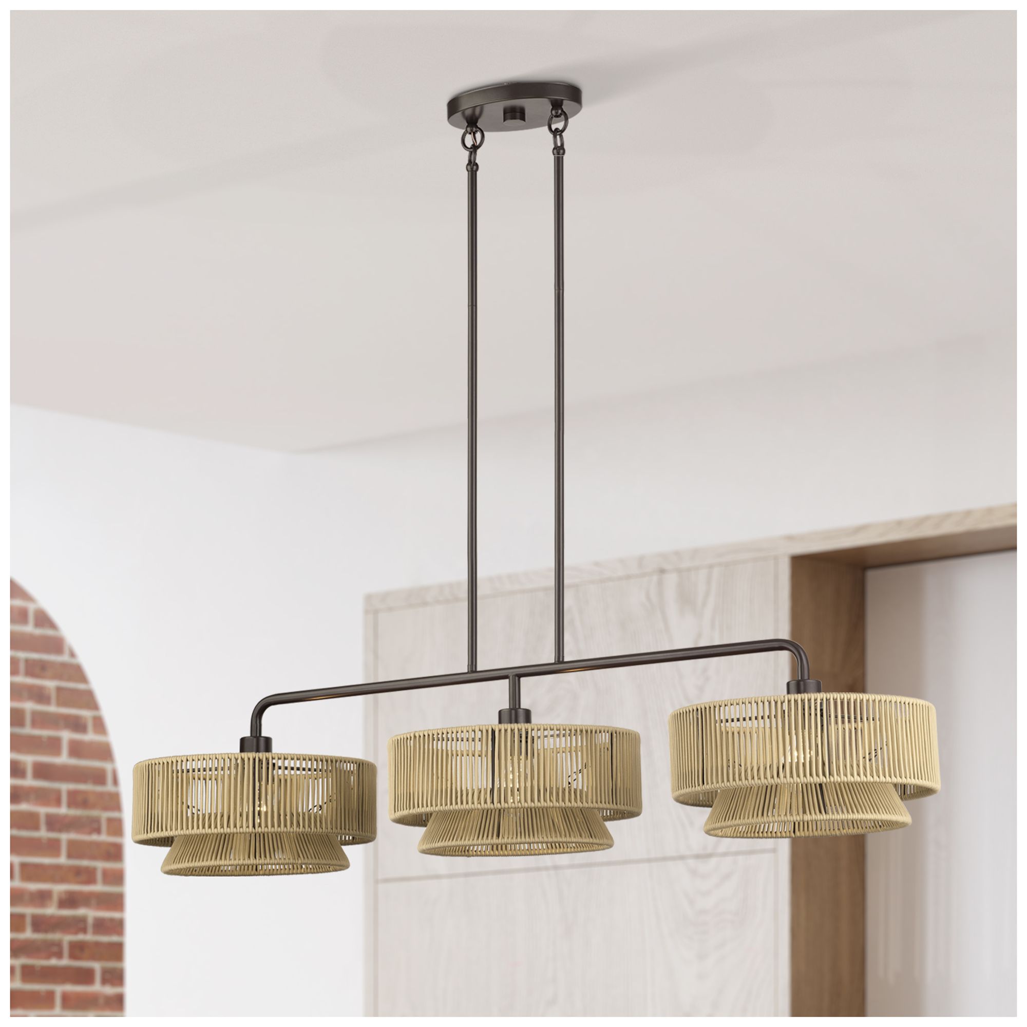 Florell 3 Light English Bronze Extra Large Linear Chandelier