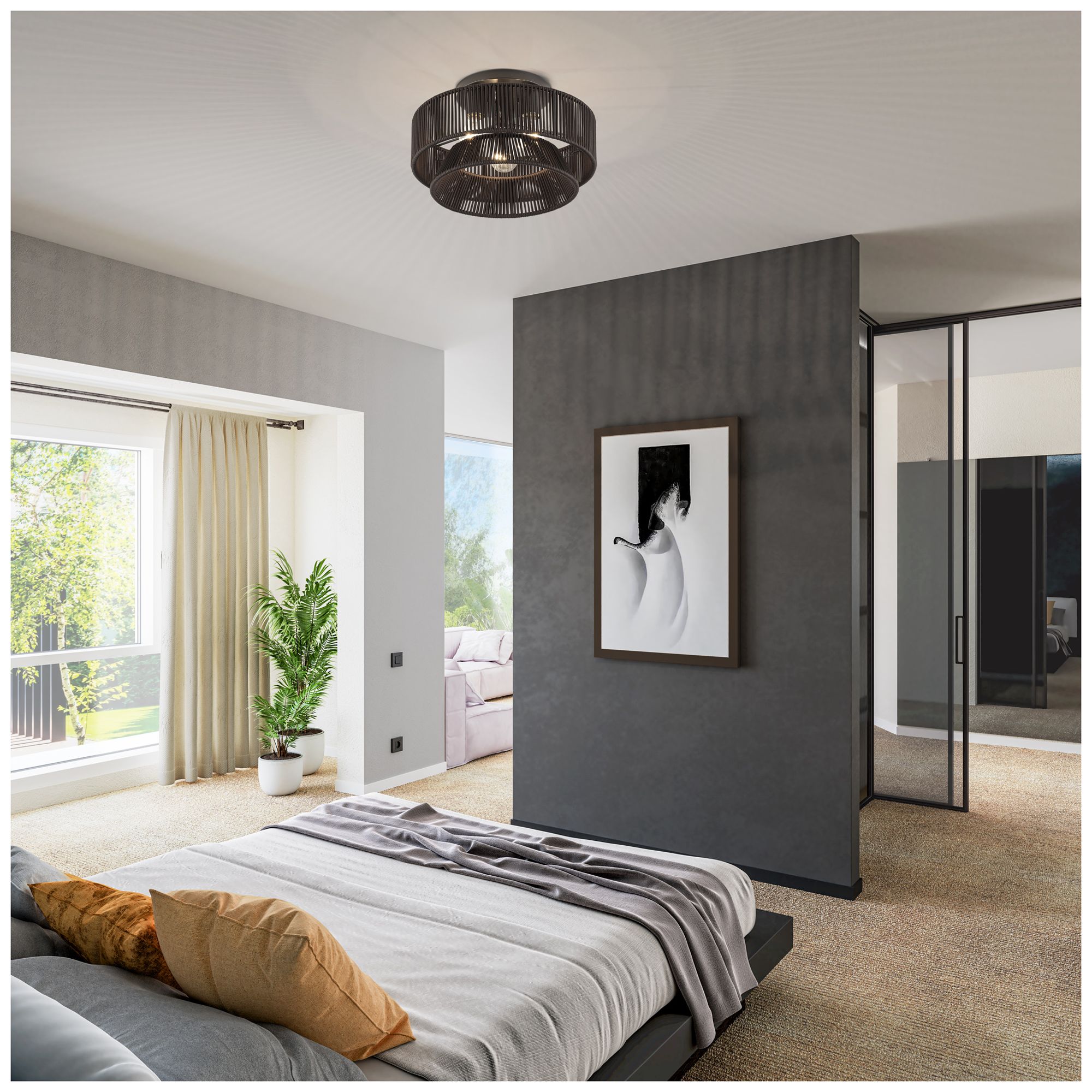 Florell 3 Light English Bronze Large Semi-Flush