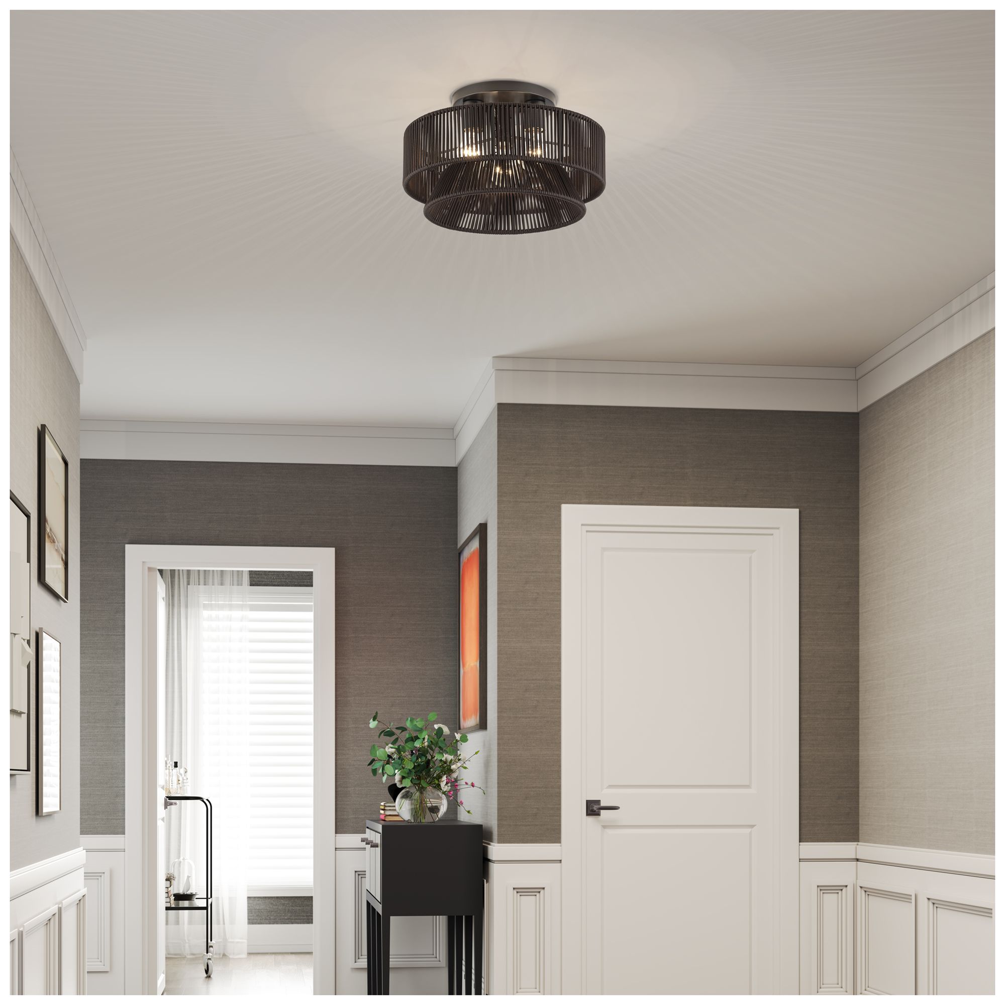 Florell 3 Light English Bronze Large Semi-Flush