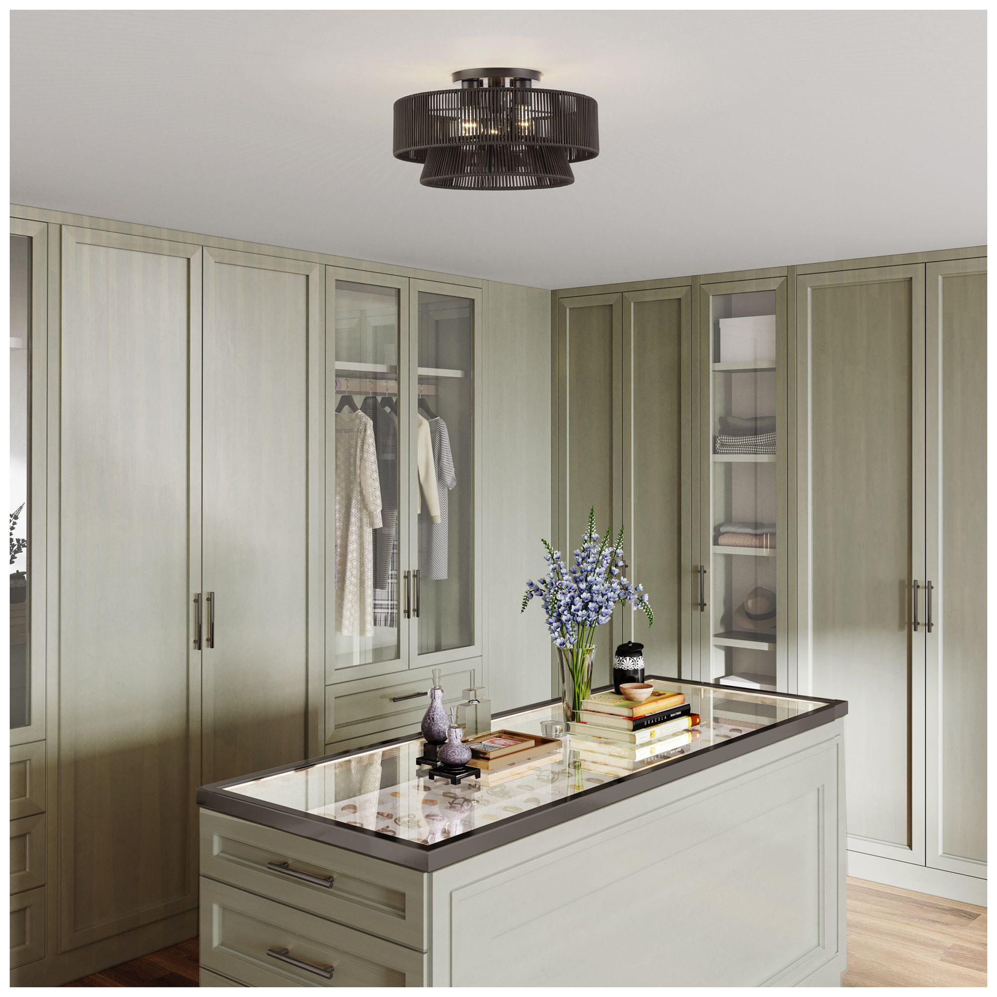 Florell 3 Light English Bronze Large Semi-Flush