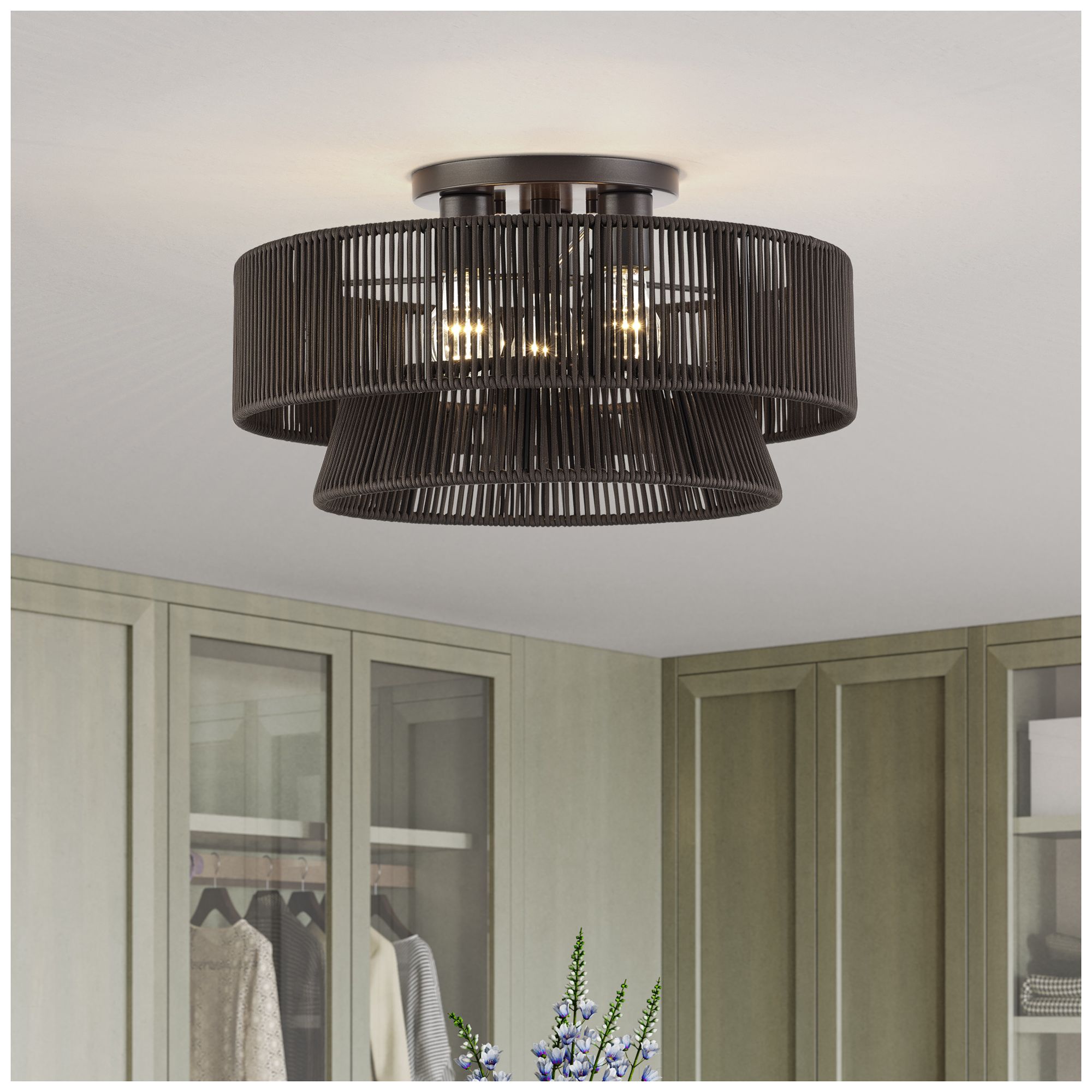 Florell 3 Light English Bronze Large Semi-Flush