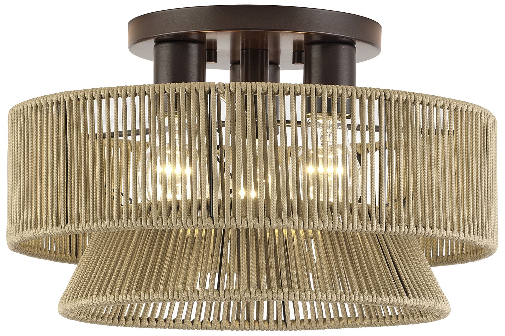 Florell 3 Light English Bronze Large Semi-Flush