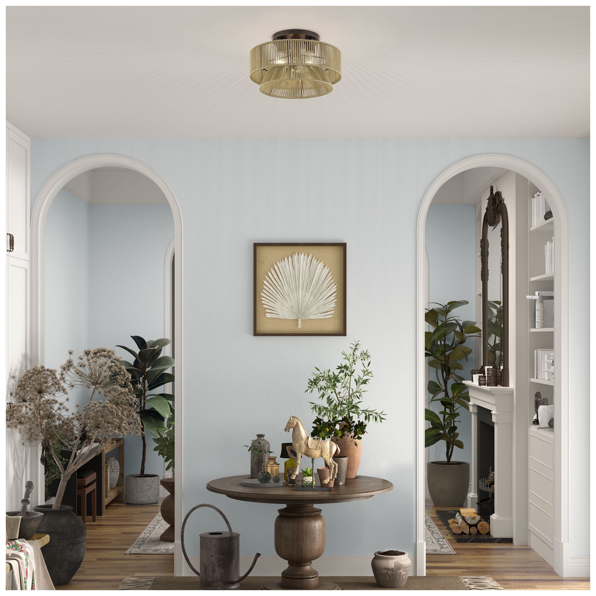 Florell 3 Light English Bronze Large Semi-Flush