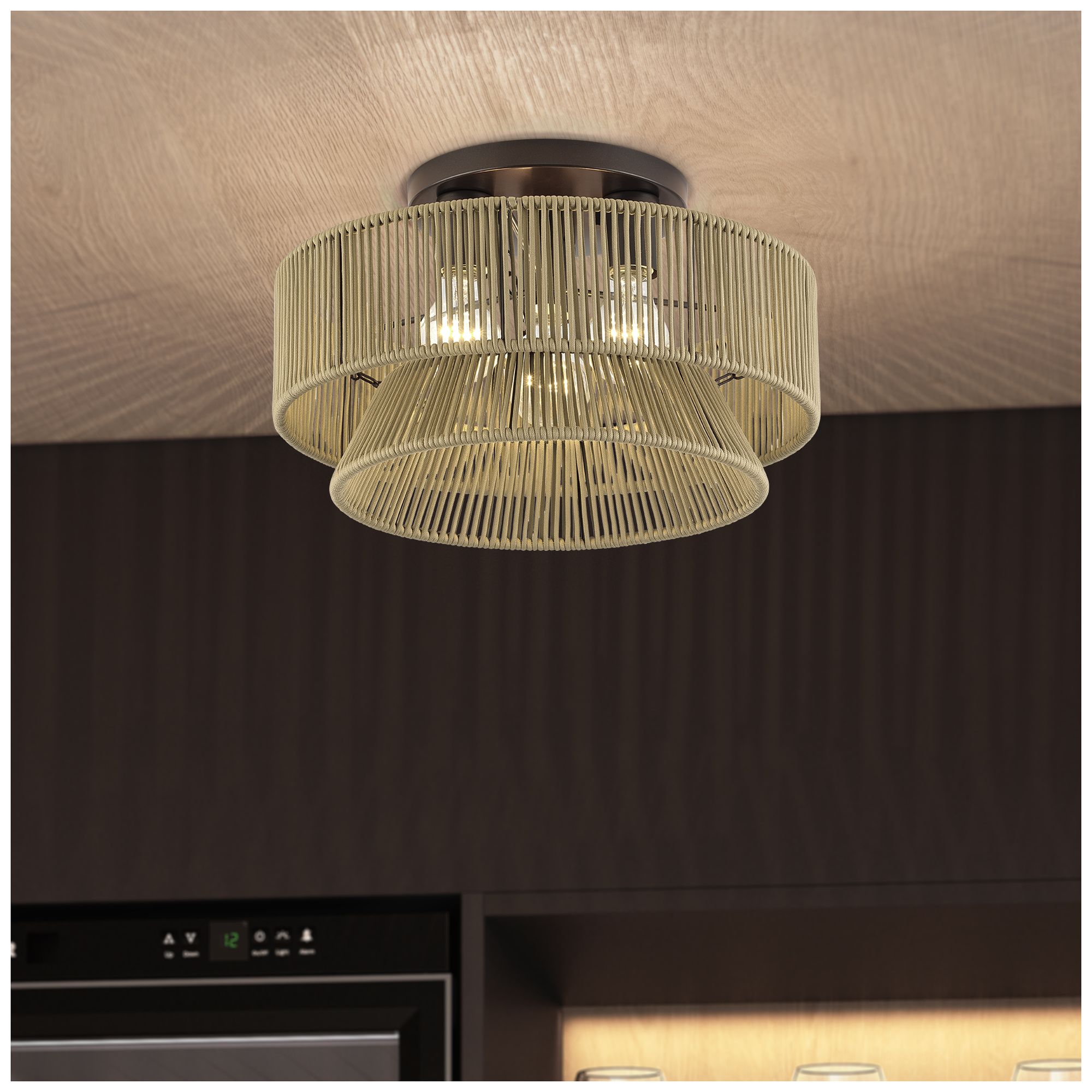 Florell 3 Light English Bronze Large Semi-Flush