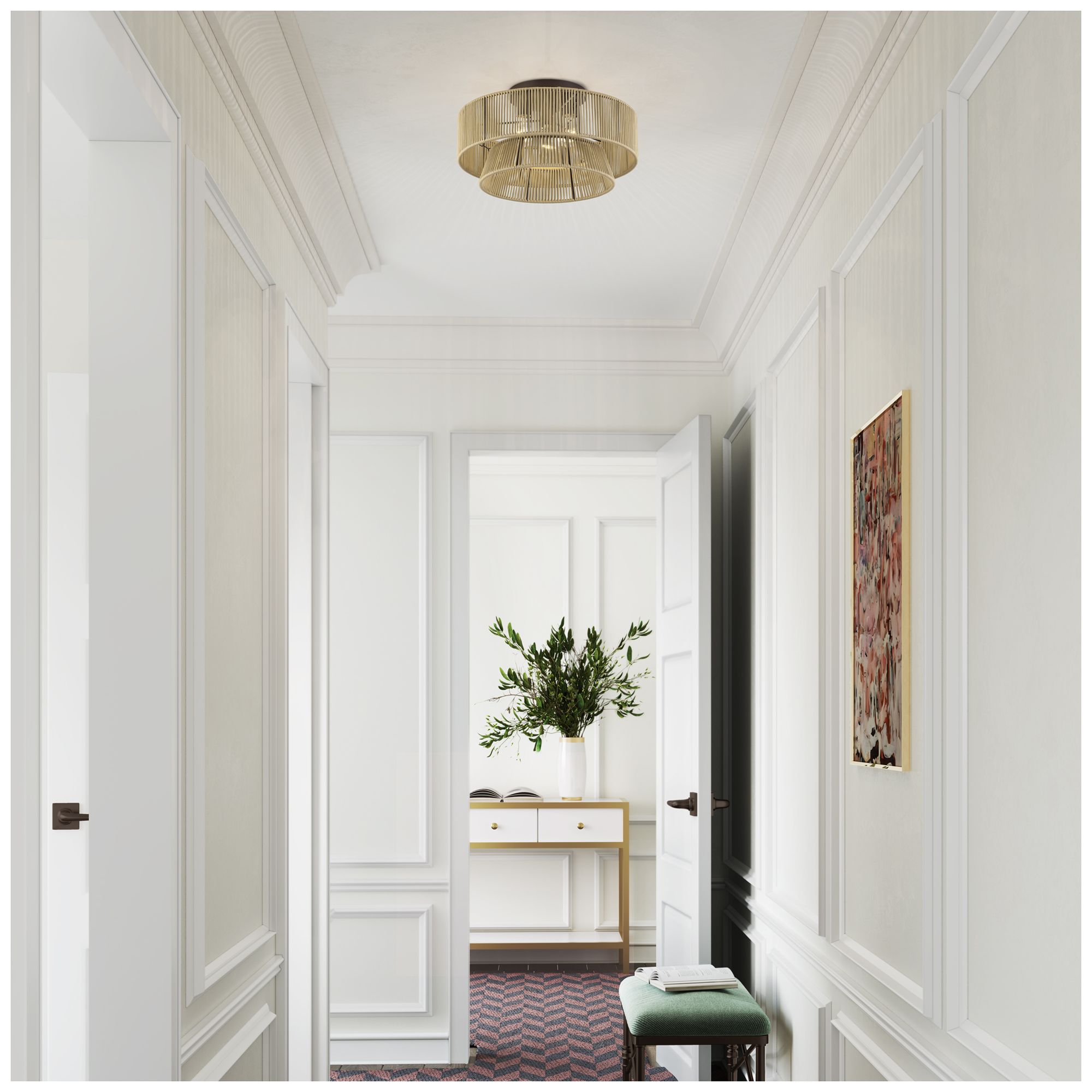 Florell 3 Light English Bronze Large Semi-Flush