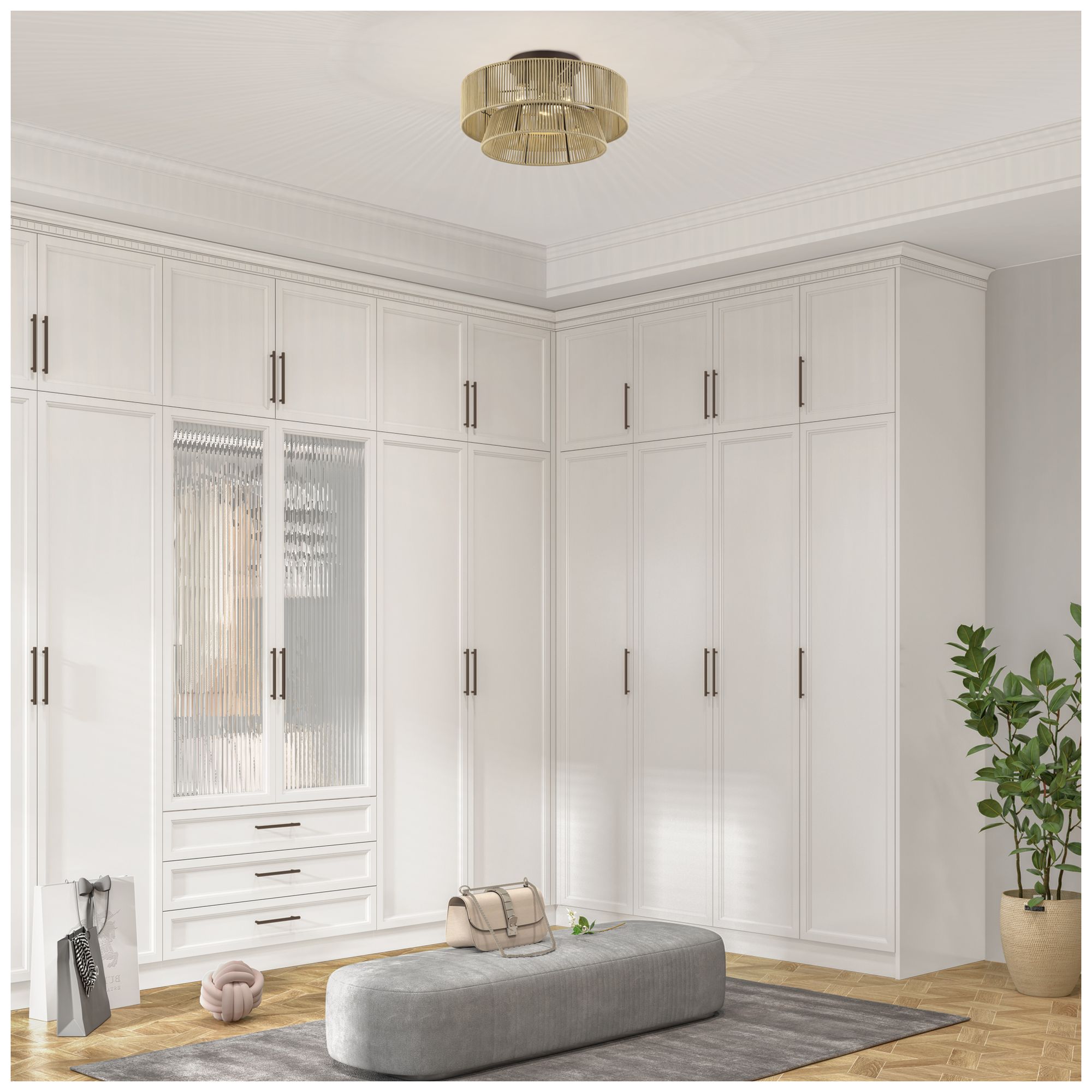 Florell 3 Light English Bronze Large Semi-Flush