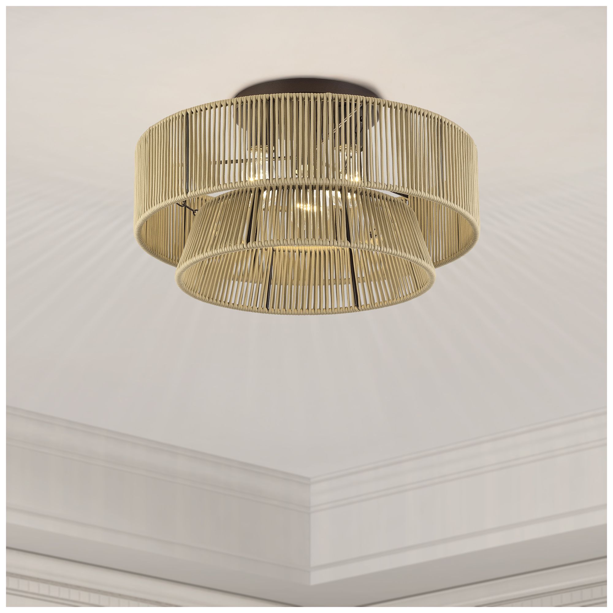 Florell 3 Light English Bronze Large Semi-Flush