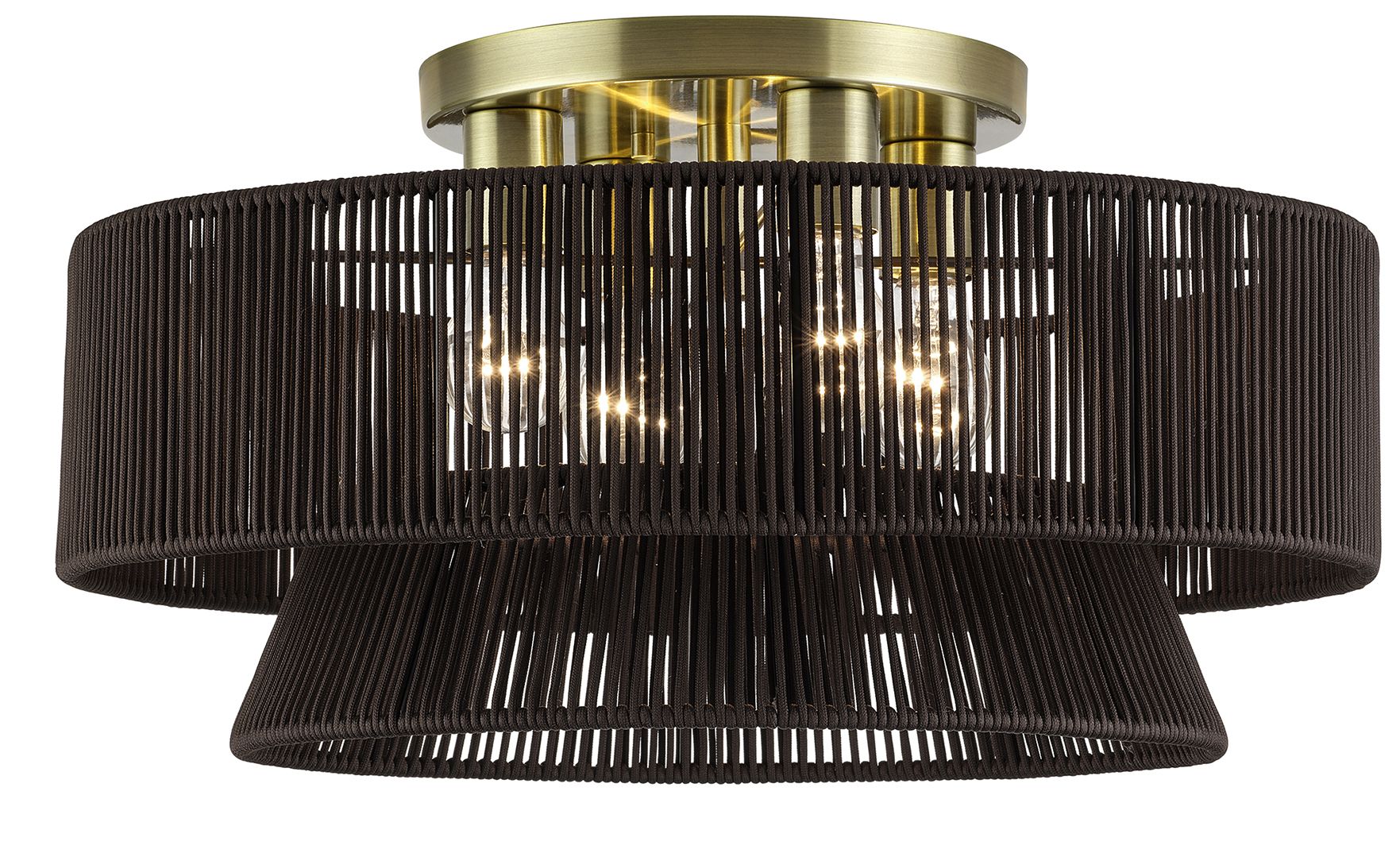 Florell 4 Light Antique Brass Extra Large Semi-Flush