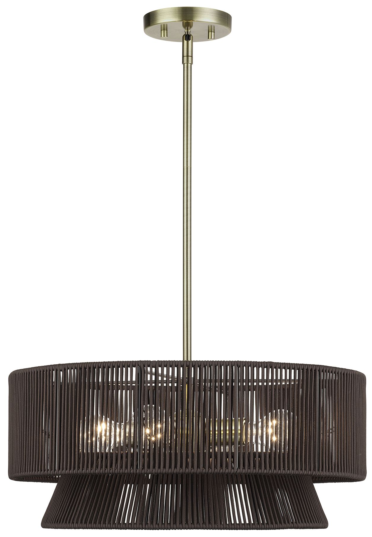 Image 2 Florell 4 Light Antique Brass Pendant Chandelier