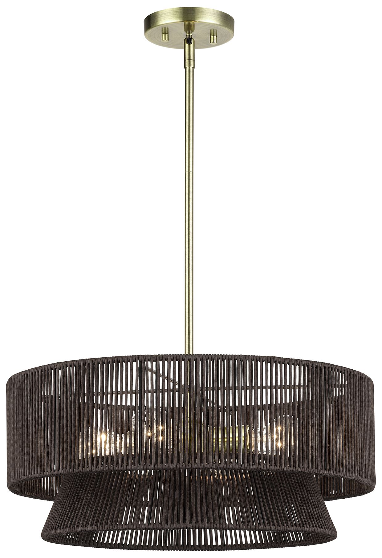 Image 4 Florell 4 Light Antique Brass Pendant Chandelier more views