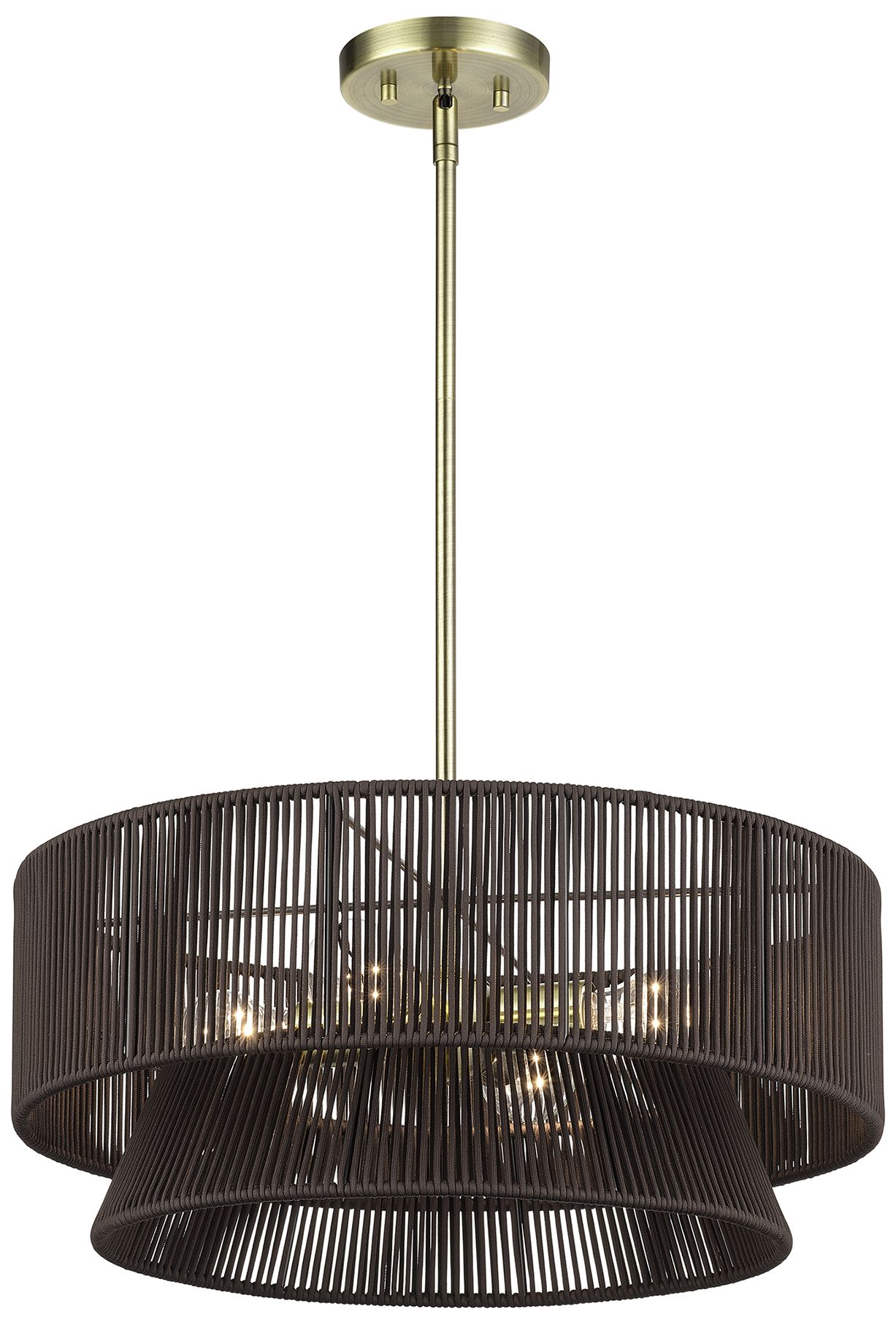 Image 5 Florell 4 Light Antique Brass Pendant Chandelier more views