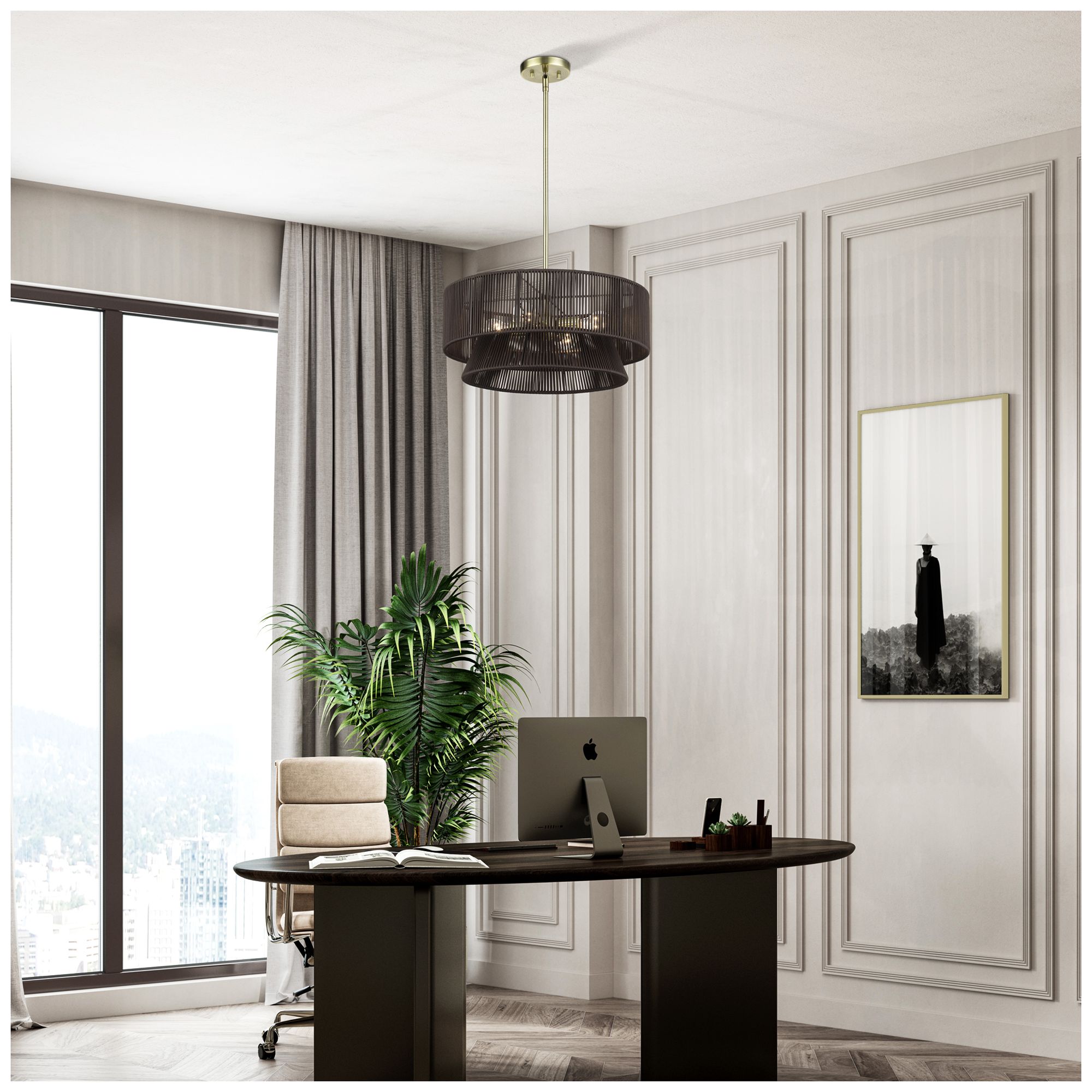 Florell 4 Light Antique Brass Pendant Chandelier