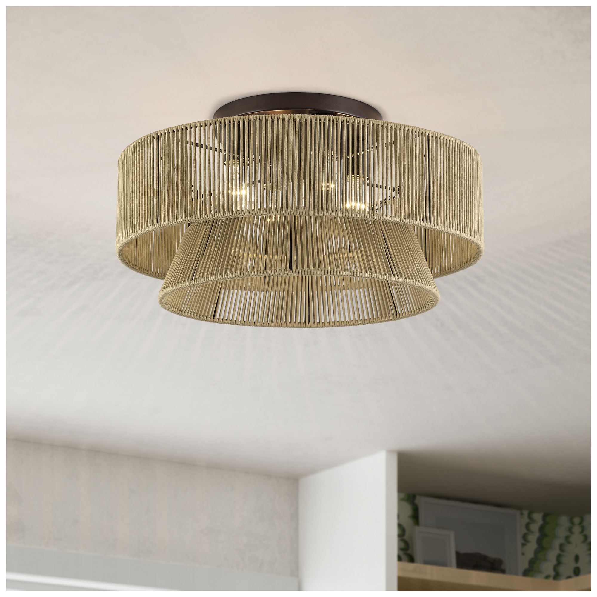 Florell 4 Light English Bronze Extra Large Semi-Flush