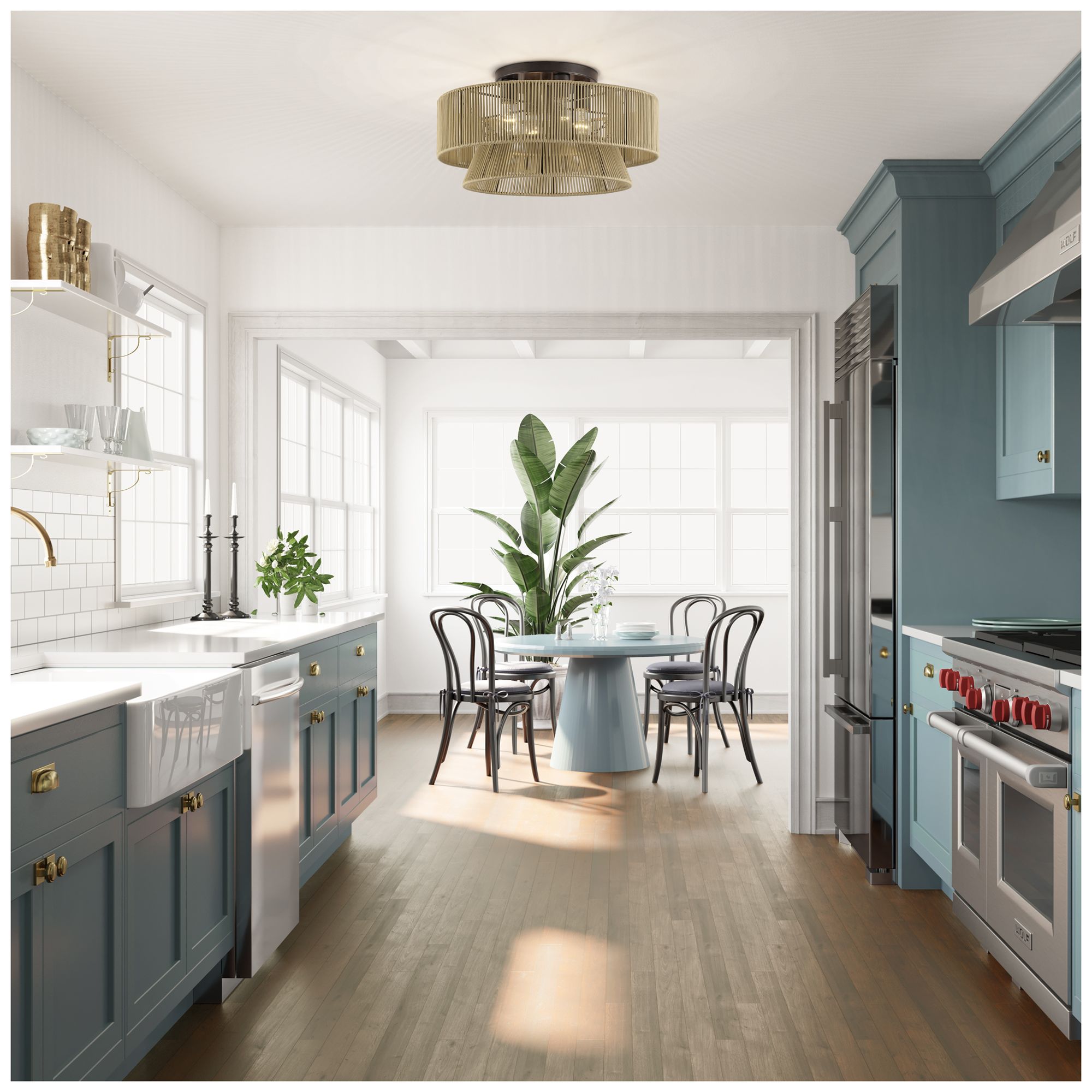 Florell 4 Light English Bronze Extra Large Semi-Flush