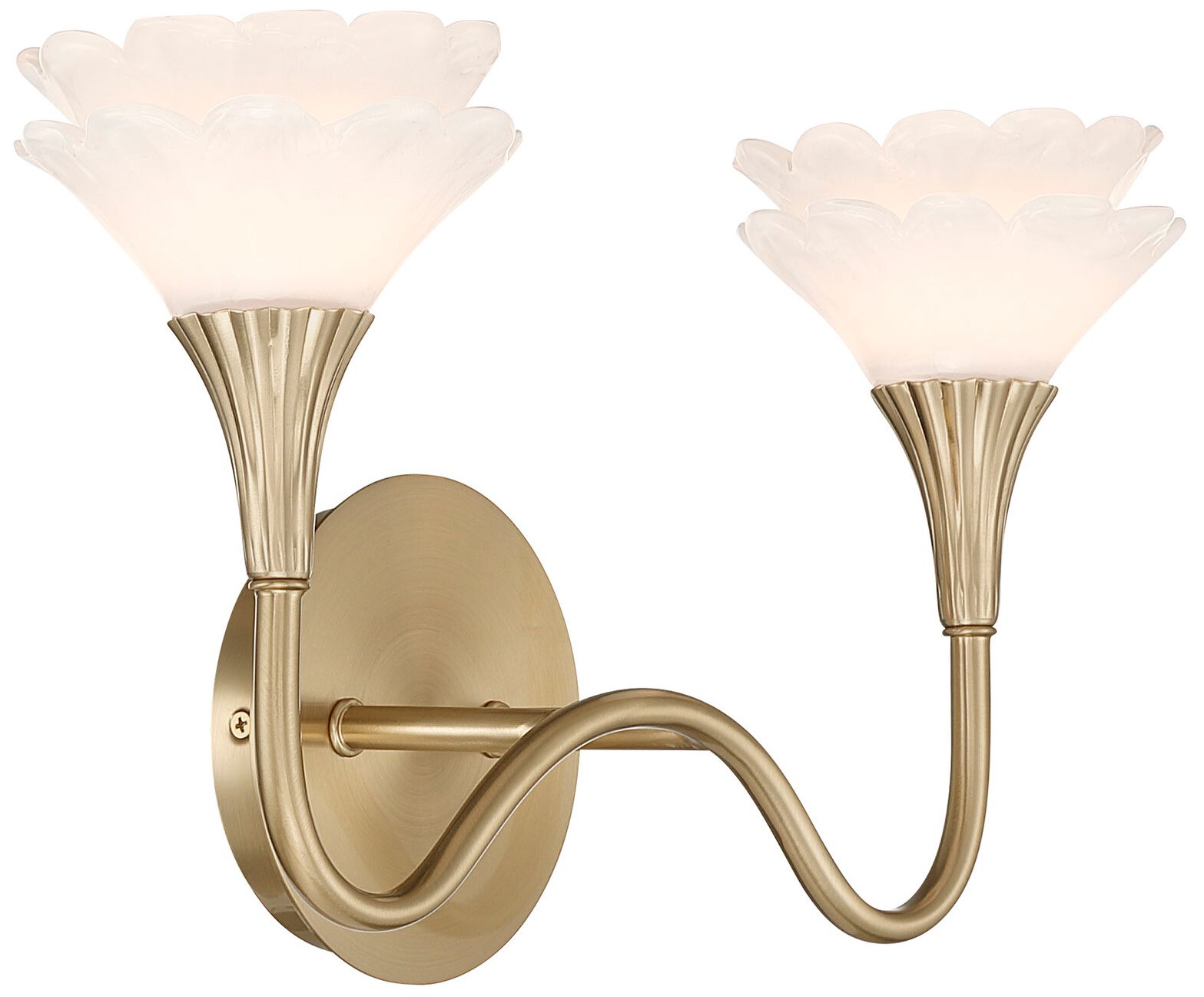 Florena 2-Light Bathroom Vanity Light in Noble Brass by Breegan Jane