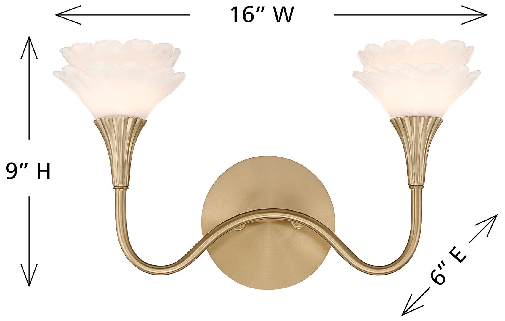 Florena 2-Light Bathroom Vanity Light in Noble Brass by Breegan Jane