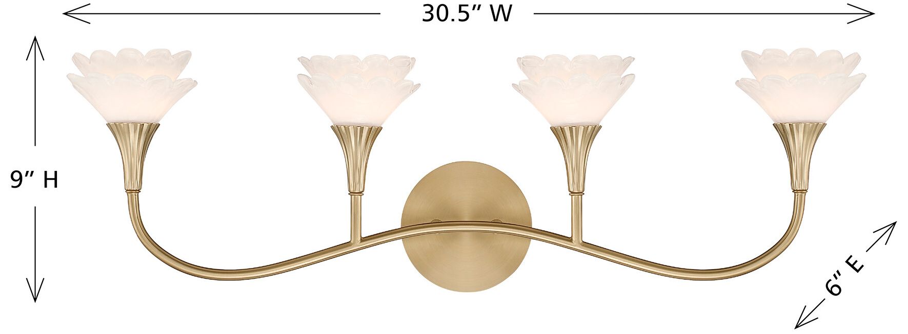 Image 7 Florena 4-Light Bathroom Vanity Light in Noble Brass by Breegan Jane more views