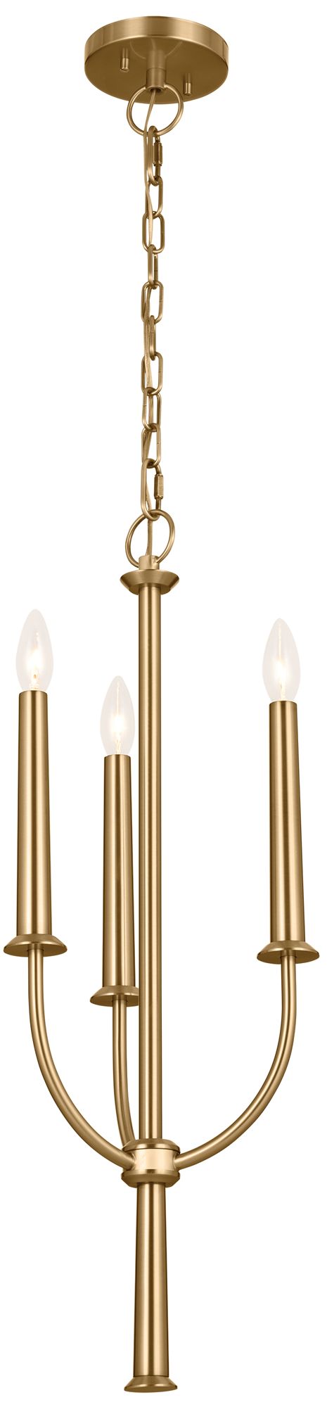Image 2 Florence 11 1/4"W Brushed Natural Brass 3-Light Chandelier
