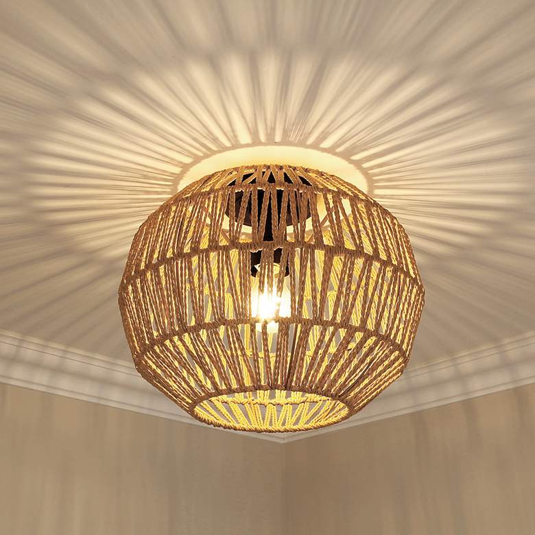 Image 1 Florence 14" Wide Matte Black Metal Ceiling Light