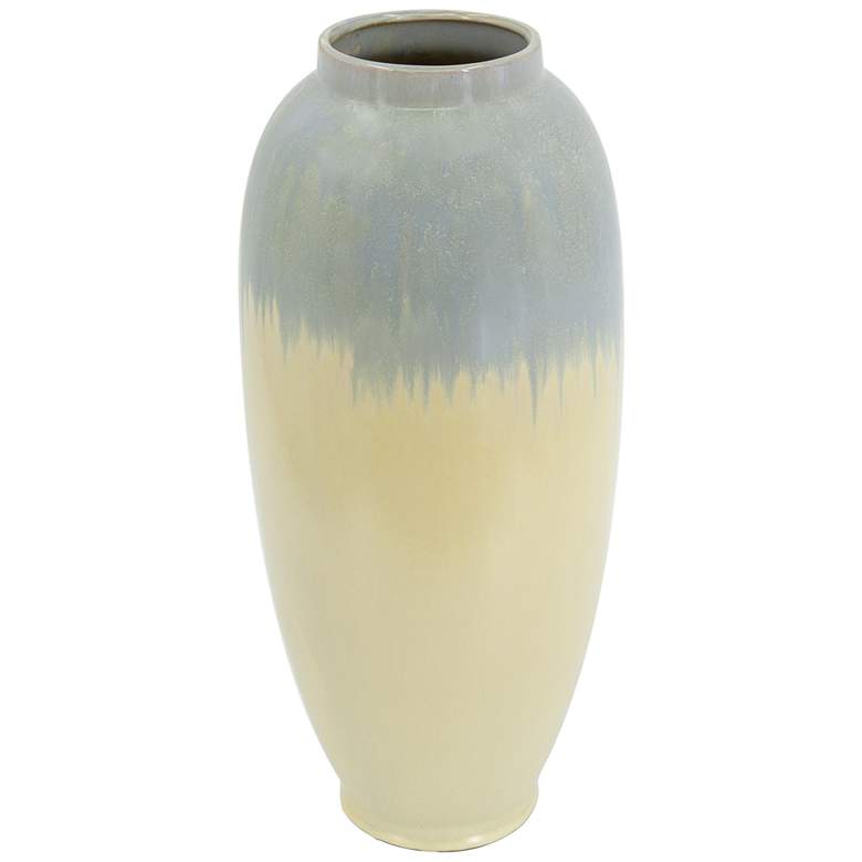 Image 1 Florence 17.5" High Blue and Cream Reactive Glazed Ceramic Vase
