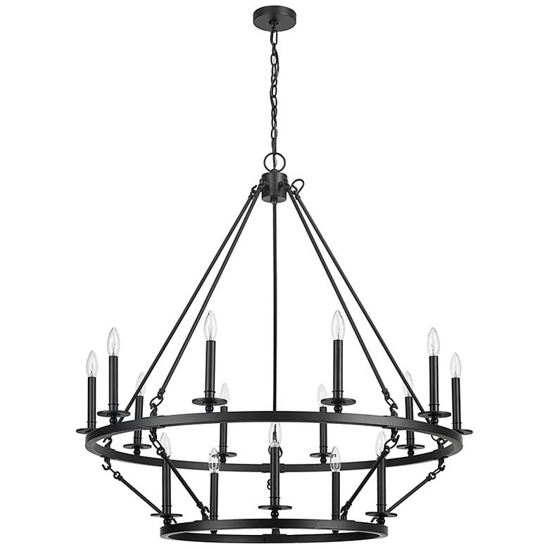 Image 2 Florence 41 3/4"W Matte Black 2-Tier 15-Light Chandelier more views