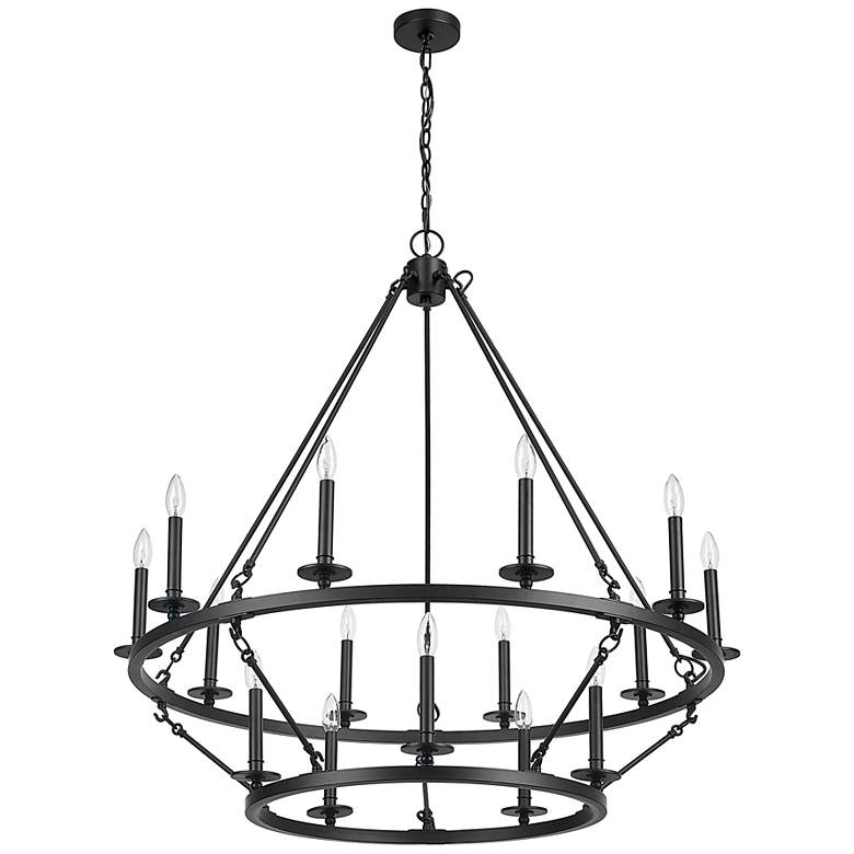 Image 3 Florence 41 3/4"W Matte Black 2-Tier 15-Light Chandelier more views