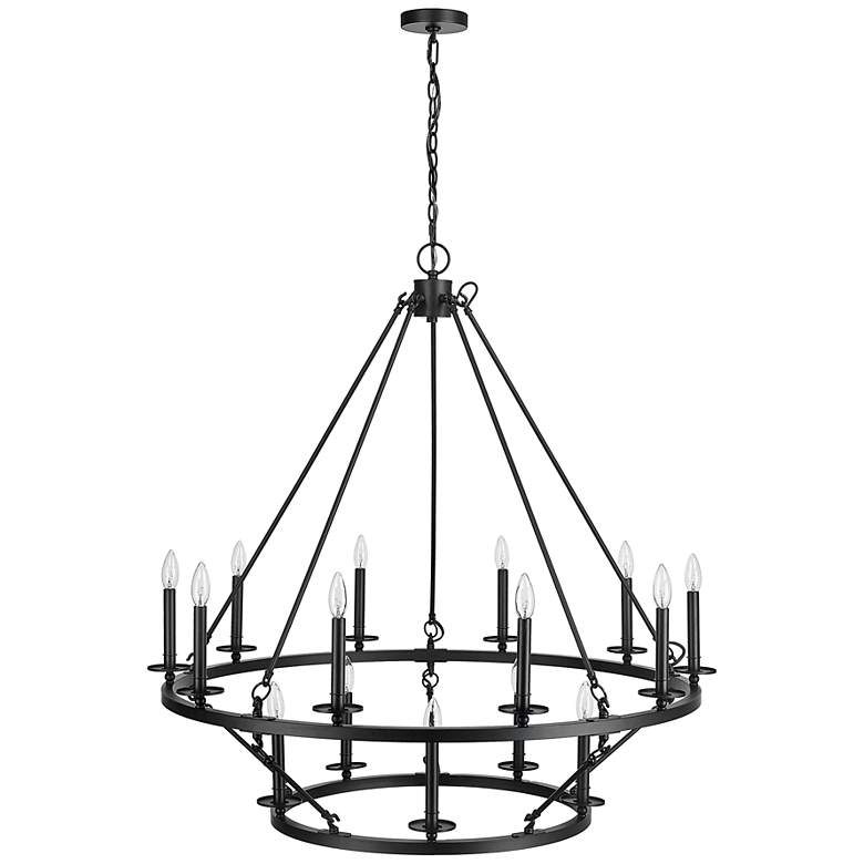 Image 4 Florence 41 3/4"W Matte Black 2-Tier 15-Light Chandelier more views
