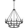 4_Florence 41 3/4"W Matte Black 2-Tier 15-Light Chandelier more views