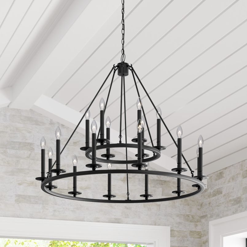 Thumbnail1 of Florence 42" Wide Matte Black 18-Light Chandelier