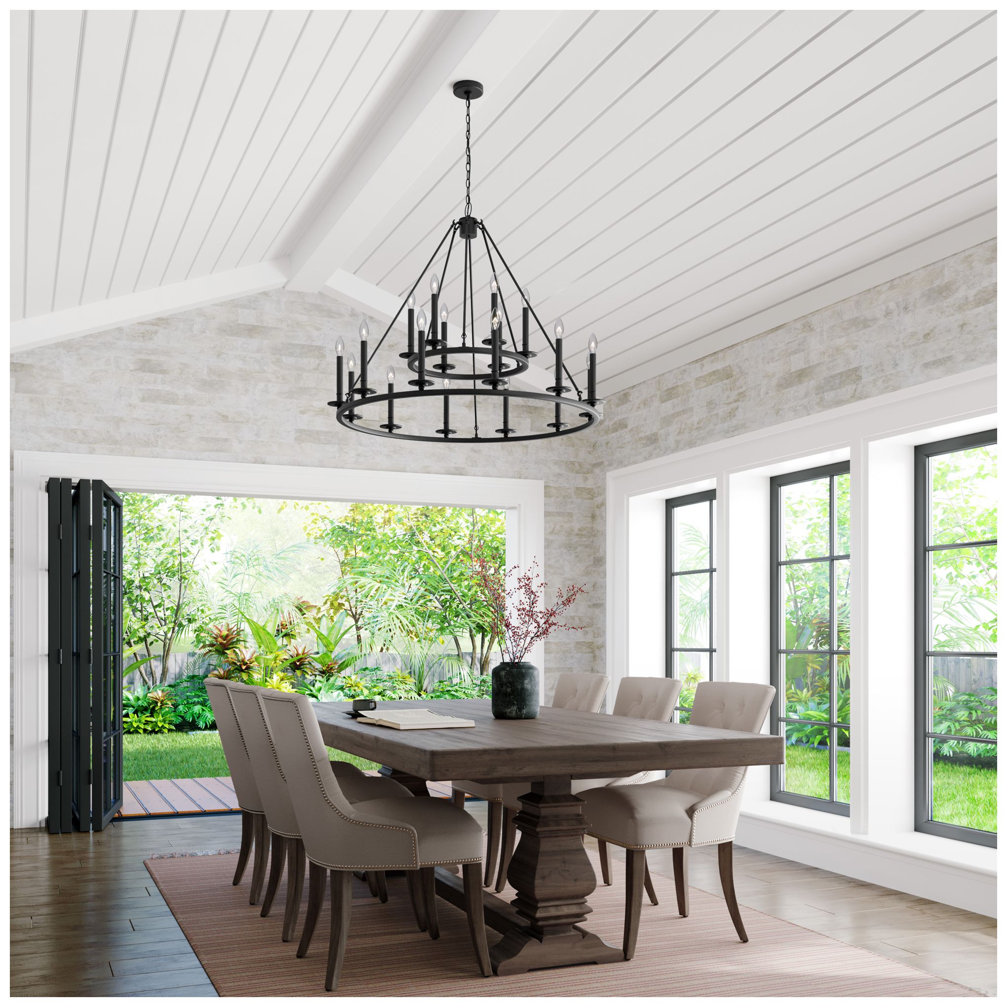 Thumbnail3 of Florence 42" Wide Matte Black 18-Light Chandelier more views