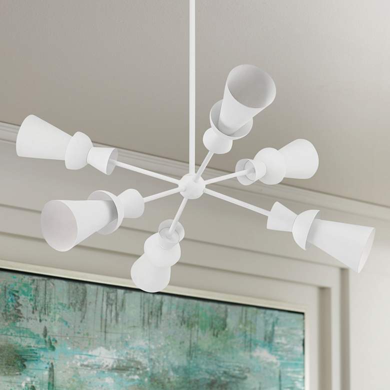 Image 1 Florence 44" Wide Gesso White 6-Light Chandelier