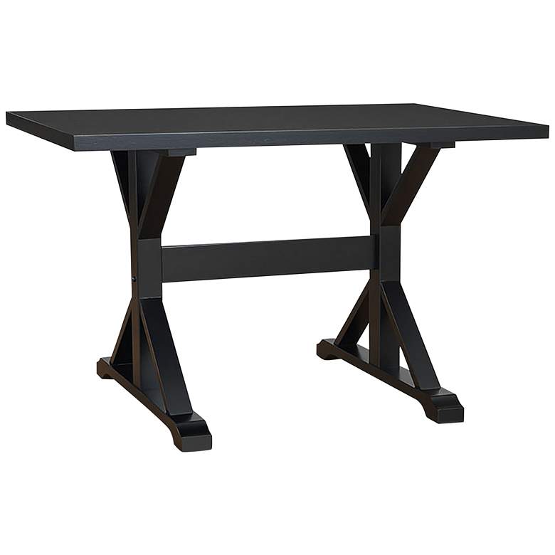 Image 1 Florence 48" Wide Antique Black Wood Rectangular Trestle Table