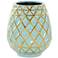 Florence Gold and Cyan Glazed 8" High Ceramic Vase