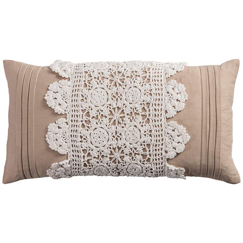 Image 1 Florence Ivory Cottage Lace Crochet 21x11 Throw Pillow
