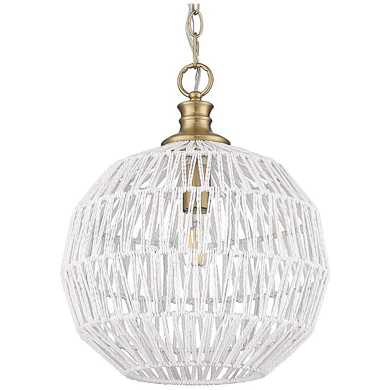 Image 1 Florence Pendant in Brushed Champagne Bronze with White Raphia Rope