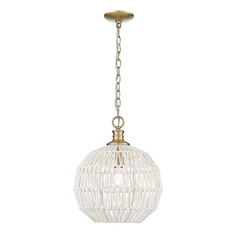 Image 2 Florence Pendant in Brushed Champagne Bronze with White Raphia Rope more views