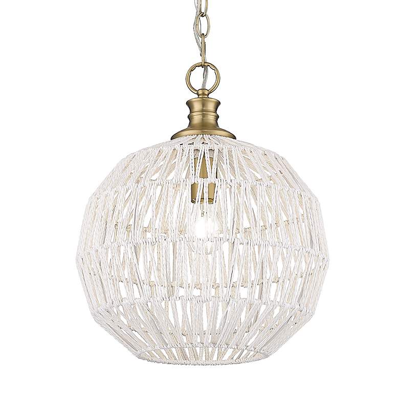 Image 4 Florence Pendant in Brushed Champagne Bronze with White Raphia Rope more views