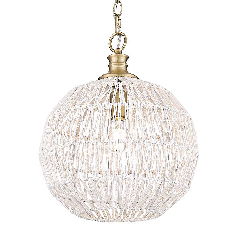 Image 5 Florence Pendant in Brushed Champagne Bronze with White Raphia Rope more views